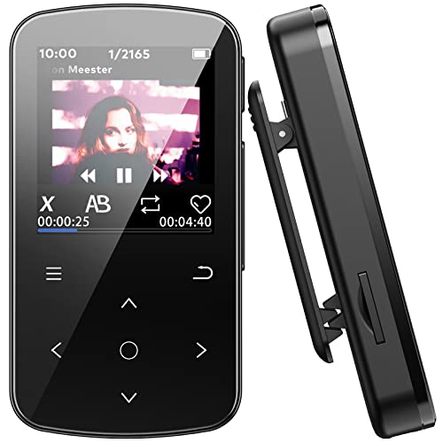 64GB MP3 Player, ZOOAOXO MP3 Player Bluetooth 5.2, Sport-Clip-Design, Ultraleichte 29.5 g, HiFi-Klangqualität, Aufnahme, UKW-Radio, Schrittzähler, Type C, Automatische Bildschirmabschaltung von ZOOAOXO