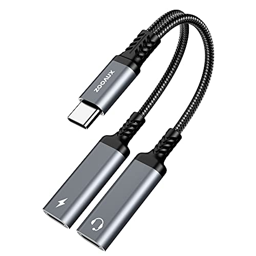 ZOOAUX USB C Kopfhörer Adapter und Laden, 2 in 1 USB C Splitter, Doppel USB C Buchse Adapter, USB C Doppelstecker Kopfhörer und Laden Verteiler für Samsung, Huawei, Xiaomi, Google von ZOOAUX