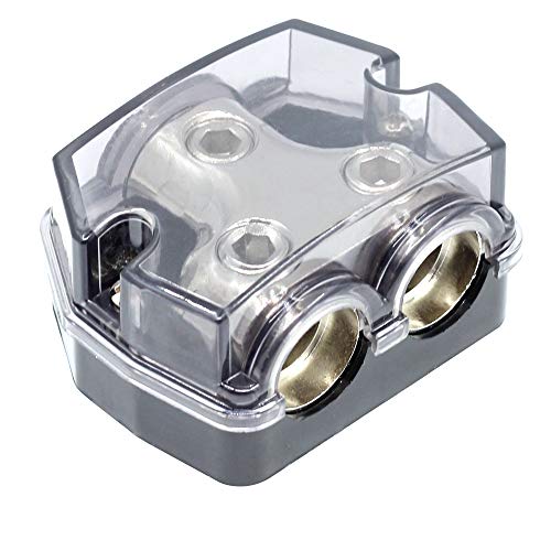 ZOOKOTO 1 x 0GA In/2 x 0GA Out-Stromverteilerblock, Auto-Audio-Verstärker, 1-in-2-Wege-Sicherungshalter, Schaltkreisschutz (2-Wege). von ZOOKOTO