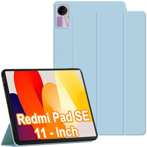 ZOOMALL Hülle kompatibel mit Xiaomi Redmi Pad SE 11 Zoll (2023) Tablet Slim Tri-fold Stand Soft TPU Back Shell Auto Wake/Sleep Anti-Drop Cover, Himmelblau von ZOOMALL