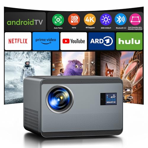 Beamer 4K mit Netflix, 30000 Lumen 1000 ANSI Beamer Autofokus/Trapezkorrektur Tageslicht Beamer Outdoor WiFi6 Bluetooth, 1080P Full HD Beamer Heimkino, LED Beamer Android YouTube/Prime Video Beamer 4K mit Netflix, 30000 Lumen 1000 ANSI Beamer Autofokus/Trapezkorrektur Tageslicht Beamer Outdoor WiFi6 Bluetooth, 1080P Full HD Beamer Heimkino, LED Beamer Android YouTube/Prime Video von Zoomcat
