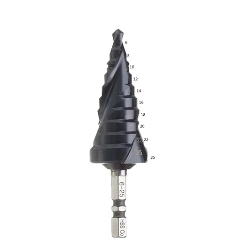 Bohrer-Set, 1 Stück M35 Stufenbohrer mit Kobaltbeschichtung 1/4 Zoll, Sechskantschaft, Schnellarbeitsstahl, Bohrlochöffner in Metall für Edelstahl(625mm) von ZOOPH