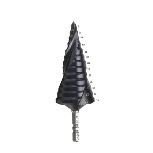 Bohrersatz, 1 Stück M35 Kobaltbeschichteter Stufenbohrer mit 1/4 Zoll Sechskantschaft, Schnellstahl, Metallbohrlochöffner für Edelstahl(635mm) von ZOOPH