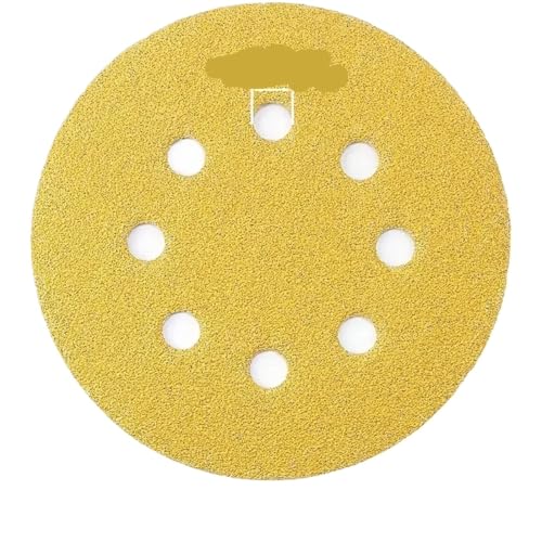 Schleifpapier, 10/50 Stück, gelbes Schleifpapier mit 8 Löchern, Klett-Schleifpapier, Körnung 60–800, 5-Zoll-Schleifscheibe, Schleifwerkzeuge(50Pcs Model 2) von ZOOPH