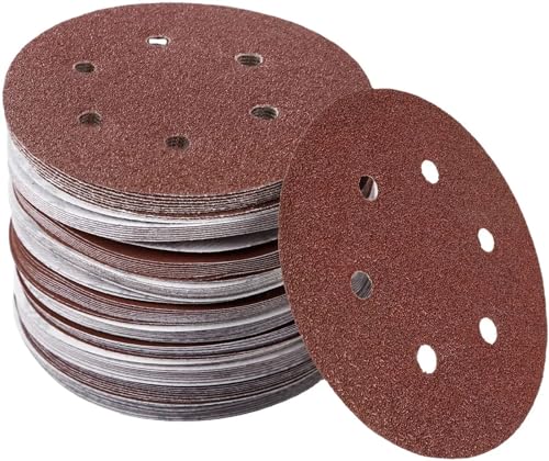 Schleifpapier, 10 Stück, 6 Zoll, 6 Löcher, 150 mm, Schleifscheiben, Körnung 40–2000, beflocktes Schleifpapier, Exzenterschleifer, Klett-Schleifpapier(Grit 100) von ZOOPH