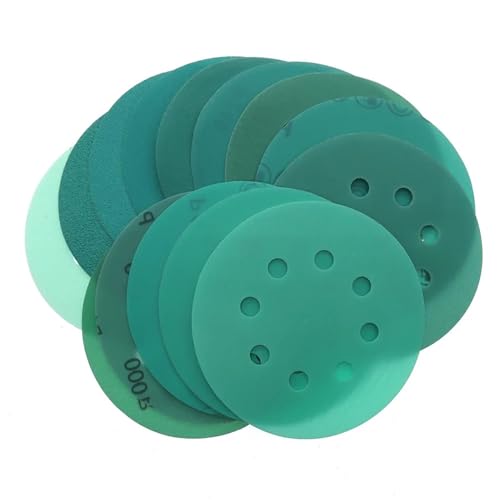 Schleifpapier, 15 Stück, 5 Zoll, 125 mm, 8 Löcher, Körnung 60 bis 2000, Klettverschluss, Polyesterfolie, Schleifpapier, Schleifscheibe, Schleifpolierwerkzeuge(2000) von ZOOPH
