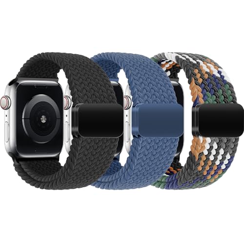 3 Stück Geflochten Ersatzarmband Kompatibel mit Apple Watch 38mm 40mm 41mm 42mm 44mm 45mm 46mm, Elastisch Armbänder mit Magnetisch für iWatch Series 10 9 8 7 6 5 4 3 2 1 SE Kinder Mädchen Jungen 3 Stück Geflochten Ersatzarmband Kompatibel mit Apple Watch 38mm 40mm 41mm 42mm 44mm 45mm 46mm, Elastisch Armbänder mit Magnetisch für iWatch Series 10 9 8 7 6 5 4 3 2 1 SE Kinder Mädchen Jungen von ZOOROO