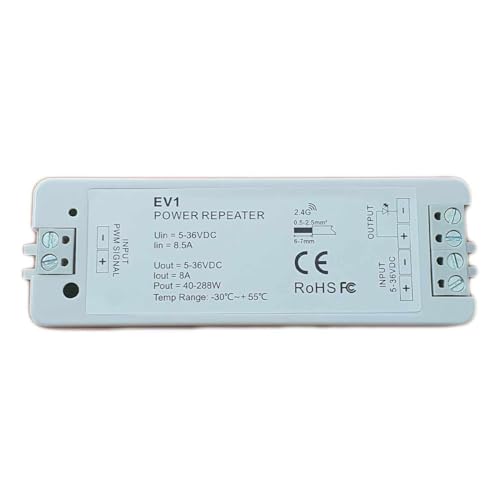 Repeater für Monokanal-Signale SK-EV1, Repeater für Lasten mit konstanter Spannung 8 A 5-36 VDC, PWM-Signalsteuerung, kompatibel mit monochromen LED-Streifen oder Modulen, konstante Spannung von ZOREI