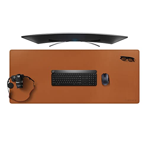 ZORESYN XXL Schreibtischunterlage 130x50cm aus PU-Leder – Wasserdichtes Mauspad & Schreibmatte mit Anti-Rutsch, ideal für Büro, Homeoffice und Gaming (Braun) von ZORESYN