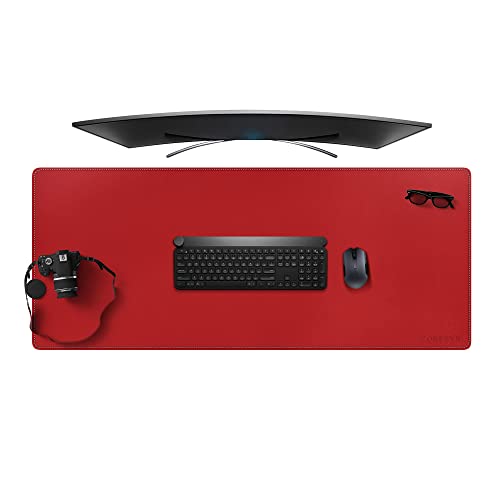 ZORESYN 130x50cm Übergröße Schreibtischunterlage, PU Leder Mauspad - Tischschoner - Schreibmatte - Gaming Mauspad, Schreibtischunterlage,ideal für Büro und Zuhause (Rot) von ZORESYN