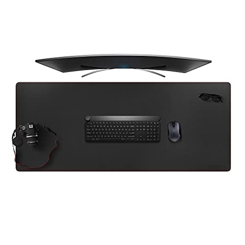 ZORESYN XXL Schreibtischunterlage 130x50cm aus PU-Leder – Wasserdichtes Mauspad & Schreibmatte mit Anti-Rutsch, ideal für Büro, Homeoffice und Gaming (Schwarz) von ZORESYN