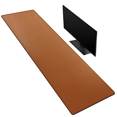 ZORESYN 160x40CM Gaming Mauspad, Office Schreibtischmatte, Schreibtischschutz, Schreibblock, für Laptop/Tastatur/Maus/Hause/Büro, PU Leder Wasserdicht - rutschfest - Braun von ZORESYN