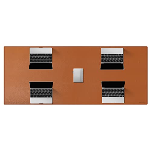 ZORESYN Schreibtischunterlage 170x70cm (Braun) - XXL PU Leder Matte für Homeoffice & Konferenzen - rutschfest mit Mousepad - Funktion von ZORESYN