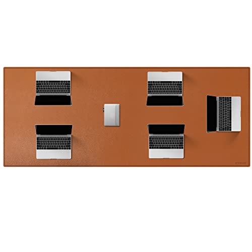 ZORESYN Konferenztischunterlage 180X80cm, groß Tischset, PU Leder Wasserdicht rutschfest Schreibtischunterlage, Schreibtischmatte, Schreibtischschutz,Mauspad, für Hause/Büro(braun) von ZORESYN