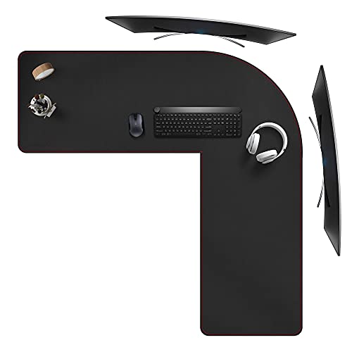 ZORESYN L-förmiger Schreibmatte, Eckschreibtisch PU Leder Office Mauspad, Workstation Gaming-Mauspad, 120 cm (L) x 120 cm (L) x 40 cm (B), Dick - 0.2CM (Schwarz) von ZORESYN