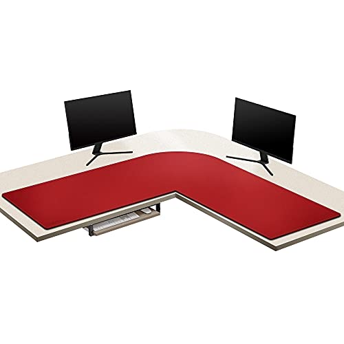 ZORESYN L-förmiger Schreibmatte, Eckschreibtisch PU Leder Office Mauspad, Workstation Gaming-Mauspad, 140 cm (L) x 137 cm (L) x 40 cm (B), Dick - 0.2CM (Rot) von ZORESYN