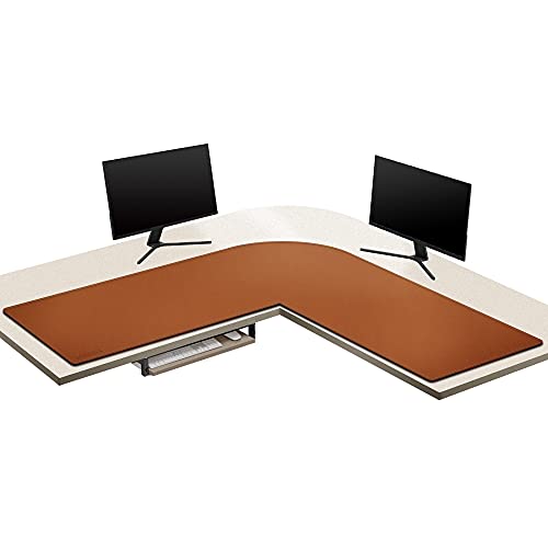 ZORESYN L-förmiger Schreibmatte, Eckschreibtisch PU Leder Office Mauspad, Workstation Gaming-Mauspad, 140 cm (L) x137 cm (L) x 40 cm (B), Dick - 0.2CM (Braun) von ZORESYN