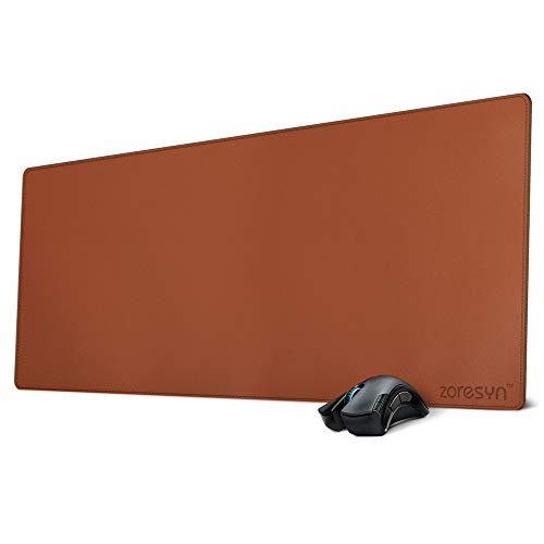 ZORESYN Office Mauspad - Tischschoner - Schreibmatte - XL Gaming Mauspad, Schreibtischunterlage PU Leder Braun, 90x40CM von ZORESYN