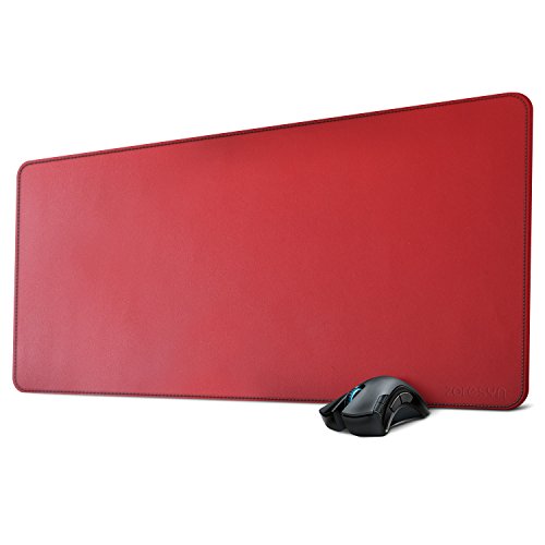 ZORESYN Office Mauspad - Tischschoner - Schreibmatte - XL Gaming Mauspad, Schreibtischunterlage PU Leder Rot, 90x40CM von ZORESYN