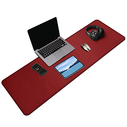 ZORESYN PU Leder Office Mauspad - Tischschoner - Schreibmatte - 2XL Lange Gaming Mauspad, Schreibtischunterlage,ideal für Büro und Zuhause (Rot, 120x40CM) von ZORESYN