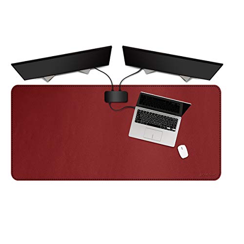 ZORESYN PU Leder Office Mauspad - Tischschoner - Schreibmatte - 3XL Gaming Mauspad, Schreibtischunterlage (Rot, 120x60CM) von ZORESYN