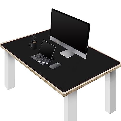 ZORESYN Premium PU-Leder Schreibtischunterlage 130x70cm - wasserdichte, rutschfeste Büroauflage - Leicht zu reinigen für Homeoffice & Büro (Schwarz) von ZORESYN