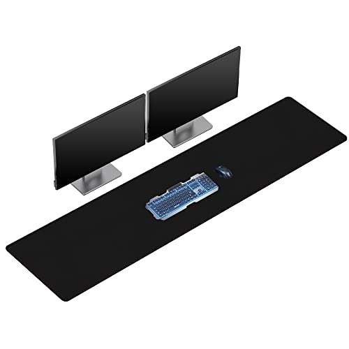 ZORESYN Schwarze Kunstleder-Schreibtischunterlage 180x40 cm – rutschfeste Mauspad mit Nahtkanten, Langlebig für Home & Office von ZORESYN