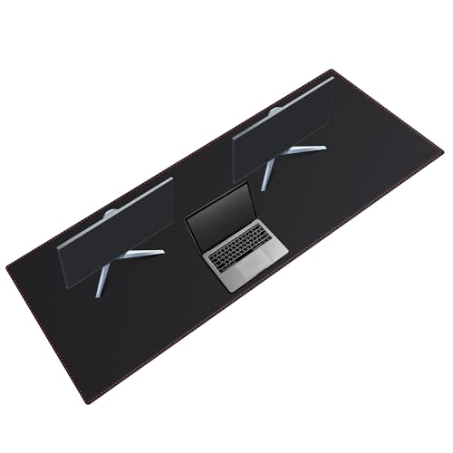 ZORESYN Schreibtischunterlage XXL 190x70cm - Schwarz, Rutschfeste Tischmatte mit Kantenschutz & Abwischbar, Mauspad für Büro und Homeoffice, Multifunktionales Schreibtischzubehör von ZORESYN