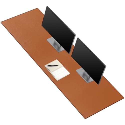 ZORESYN XXL Schreibtischmatte 170x50cm - Premium PU-Leder Tischunterlage mit rutschfester Unterseite | Wasserdichtes Mauspad für Gaming & Büro | Schreibtischschutz für Glas- und Holztische (Braun) von ZORESYN