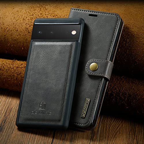 DG.MING Schutzhülle für Google Pixel 6, echtes Leder, abnehmbar, 2-in-1, Brieftaschenformat, Magnetverschluss, Grau DG.MING Schutzhülle für Google Pixel 6, echtes Leder, abnehmbar, 2-in-1, Brieftaschenformat, Magnetverschluss, Grau von ZORSOME