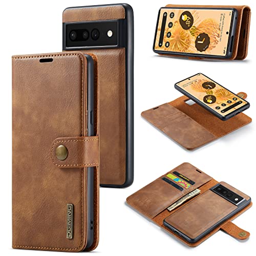 DG.MING Schutzhülle für Google Pixel 7 Pro, echtes Leder, abnehmbar, 2-in-1 Split Leder, magnetische Tasche, Braun DG.MING Schutzhülle für Google Pixel 7 Pro, echtes Leder, abnehmbar, 2-in-1 Split Leder, magnetische Tasche, Braun von ZORSOME