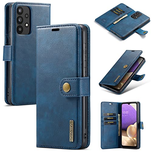 DG.MING Schutzhülle für Samsung Galaxy A33 5G, echtes Leder, abnehmbare 2-in-1-Handyhülle, magnetische Hülle, Blau von ZORSOME