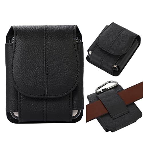 Echtes Leder Gürtelholster für Samsung Galaxy Z Flip 5 4 3 5G/Motorola Razr 40 Ultra/Razr 40, Handy Flip Case mit Magnetverschluss, Gürteltasche mit Metallclip von ZORSOME