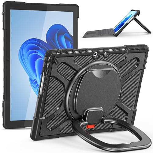 Kompatibel mit Microsoft Surface Pro 11/10/9, 13 Zoll (33 cm), robuste, stoßfeste Abdeckung, mit 360° drehbarem Griff, Ständer, kompatibel mit Typ-Cover-Tastatur, Schwarz von ZORSOME