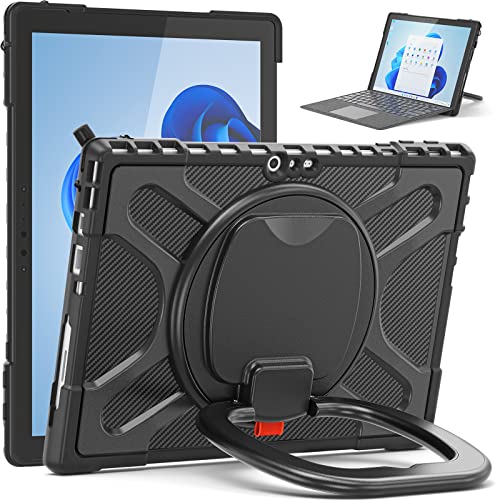 Kompatibel mit Microsoft Surface Pro 7/7+/6/5/4 Hülle, robuste, stoßfeste Ganzkörperabdeckung, mit 360° drehbarem Griff, Ständer, kompatibel mit Typ-Cover-Tastatur, Schwarz Kompatibel mit Microsoft Surface Pro 7/7+/6/5/4 Hülle, robuste, stoßfeste Ganzkörperabdeckung, mit 360° drehbarem Griff, Ständer, kompatibel mit Typ-Cover-Tastatur, Schwarz von ZORSOME