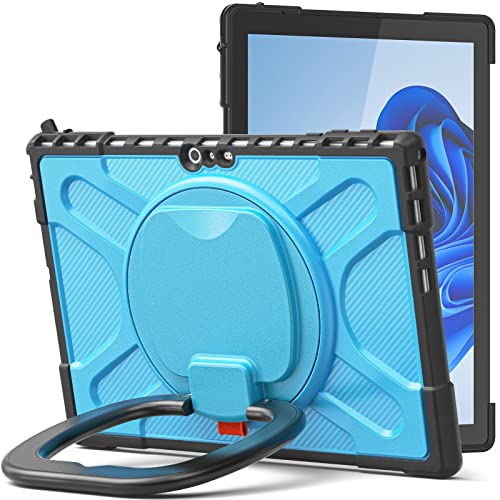 Kompatibel mit Microsoft Surface Pro 7/7+/6/5/4 Hülle, robuste, stoßfeste Ganzkörperabdeckung, mit 360° drehbarem Griff, Ständer, kompatibel mit Typ-Cover-Tastatur (blau) von ZORSOME