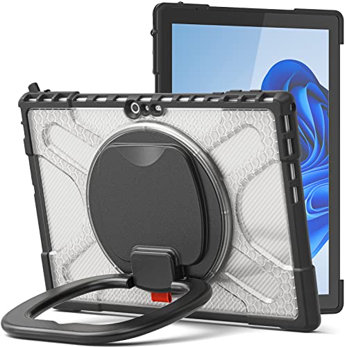 Kompatibel mit Microsoft Surface Pro 7/7+/6/5/4 Hülle, robuste, stoßfeste Ganzkörperabdeckung, mit 360° drehbarem Griff, Ständer, kompatibel mit Typ-Cover-Tastatur (transparent) von ZORSOME