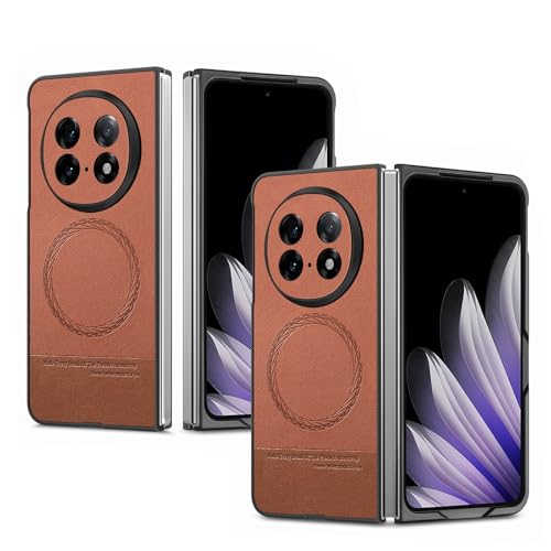 Kompatibel mit Oppo Find N5 2025, kompatibel mit MagSafe, ultradünn, leicht, hart, Polycarbonat, stoßfest, vollständige Abdeckung, Braun von ZORSOME