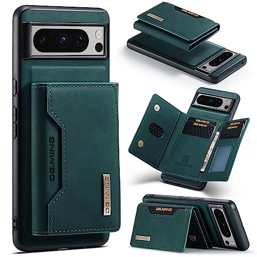 Schutzhülle für Google Pixel 8 Pro, 2-in-1, abnehmbare Leder-Schutzhülle für Google Pixel 8 Pro, magnetische Brieftaschen-Schutzhülle mit Ständer und Kartenhalter, Grün von ZORSOME