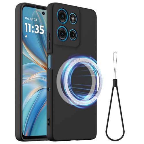 Schutzhülle für Motorola Moto G 5G 2025, einfache Farbe, unterstützt Magnetring, dünn, Flüssigsilikon, weiches Gummi-Gel, TPU, vollständiger Kameraschutz, Schwarz von ZORSOME
