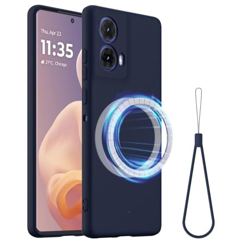 Schutzhülle für Motorola Moto G24 4G, einfache Farbe, unterstützt Magnetring, dünn, Flüssigsilikon, weiches Gummi-Gel, TPU, vollständiger Kameraschutz, Blau von ZORSOME