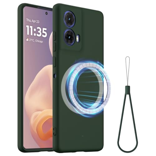 Schutzhülle für Motorola Moto G24 4G, einfache Farbe, unterstützt Magnetring, dünn, Flüssigsilikon, weiches Gummi-Gel, TPU, vollständiger Kameraschutz, Grün von ZORSOME