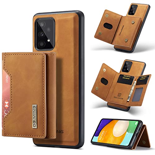 Schutzhülle für Samsung Galaxy A53 5G, 2-in-1, abnehmbare Lederhülle für Samsung Galaxy A53 5G, magnetische Brieftaschen-Schutzhülle mit Ständer und Kartenhalter, braun von ZORSOME