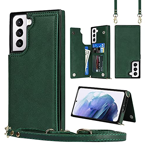 Schutzhülle für Samsung Galaxy S21, mit Kreditkartenfach, Crossbody-Tasche, Handy, Geldbörse, Schultergurt, magnetisch, Leder, RFID-Blockierung, Ständer, Grün Schutzhülle für Samsung Galaxy S21, mit Kreditkartenfach, Crossbody-Tasche, Handy, Geldbörse, Schultergurt, magnetisch, Leder, RFID-Blockierung, Ständer, Grün von ZORSOME