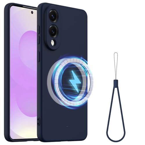 Schutzhülle für Samsung Galaxy S25 Edge, einfache Farbe, unterstützt Magnetring, dünn, Flüssigsilikon, weiches Gummi-Gel, TPU, vollständiger Kameraschutz, Blau von ZORSOME