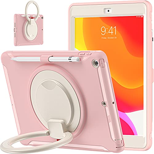 Schutzhülle für iPad 10.2 (2019/2020/2021), für iPad 9. / 8. / 7. Generation, 360 ° drehbarer Griff, Standfunktion, strapazierfähig, 3-lagig, Hybrid-TPU, stoßfest, Pink von ZORSOME
