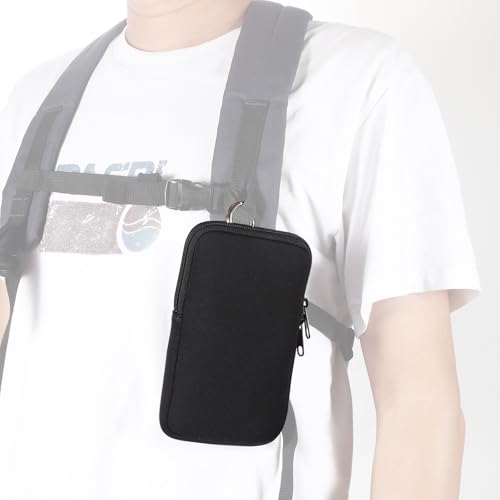 Stoßfeste Neopren-Handy-Tasche mit Karabiner, stoßdämpfende Reißverschluss-Hülle, Handy-Tasche mit Gürtelschlaufe, Clip, Umhängeband für iPhone 16/15/14/13/12/11 Pro, XR, Schwarz Stoßfeste Neopren-Handy-Tasche mit Karabiner, stoßdämpfende Reißverschluss-Hülle, Handy-Tasche mit Gürtelschlaufe, Clip, Umhängeband für iPhone 16/15/14/13/12/11 Pro, XR, Schwarz von ZORSOME