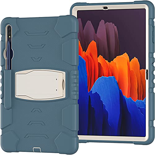 Stoßfeste Schutzhülle für Galaxy Tab S7 FE 12,4 Zoll SM-T730/T733/T735/T736/T738 2021 Kinderhülle, strapazierfähige TPU-Hybrid-Tablet-Hülle mit Ständer, Kornblumenblau von ZORSOME
