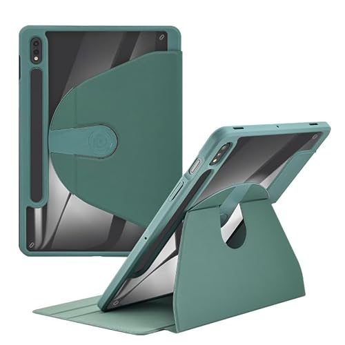 Stoßfeste Tablet Hülle für Samsung Galaxy Tab S8 2022/Tab S7 2020 11 Zoll (Modell SM-X700/X706/T870/T875/T878), 360° Schwenkbar Multi-Winkel Ständer Case Cover mit Auto Wake/Sleep, Dunkelgrün von ZORSOME