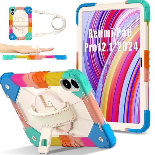 Strapazierfähige, stoßfeste Kinder-Schutzhülle für Xiaomi Redmi Pad Pro 12.1 / Poco Pad 12.1 2024, 3-lagige Schutzhülle, mit 360° drehbarem Griff, Ständer und Schultergurt, buntes Blau Strapazierfähige, stoßfeste Kinder-Schutzhülle für Xiaomi Redmi Pad Pro 12.1 / Poco Pad 12.1 2024, 3-lagige Schutzhülle, mit 360° drehbarem Griff, Ständer und Schultergurt, buntes Blau von ZORSOME
